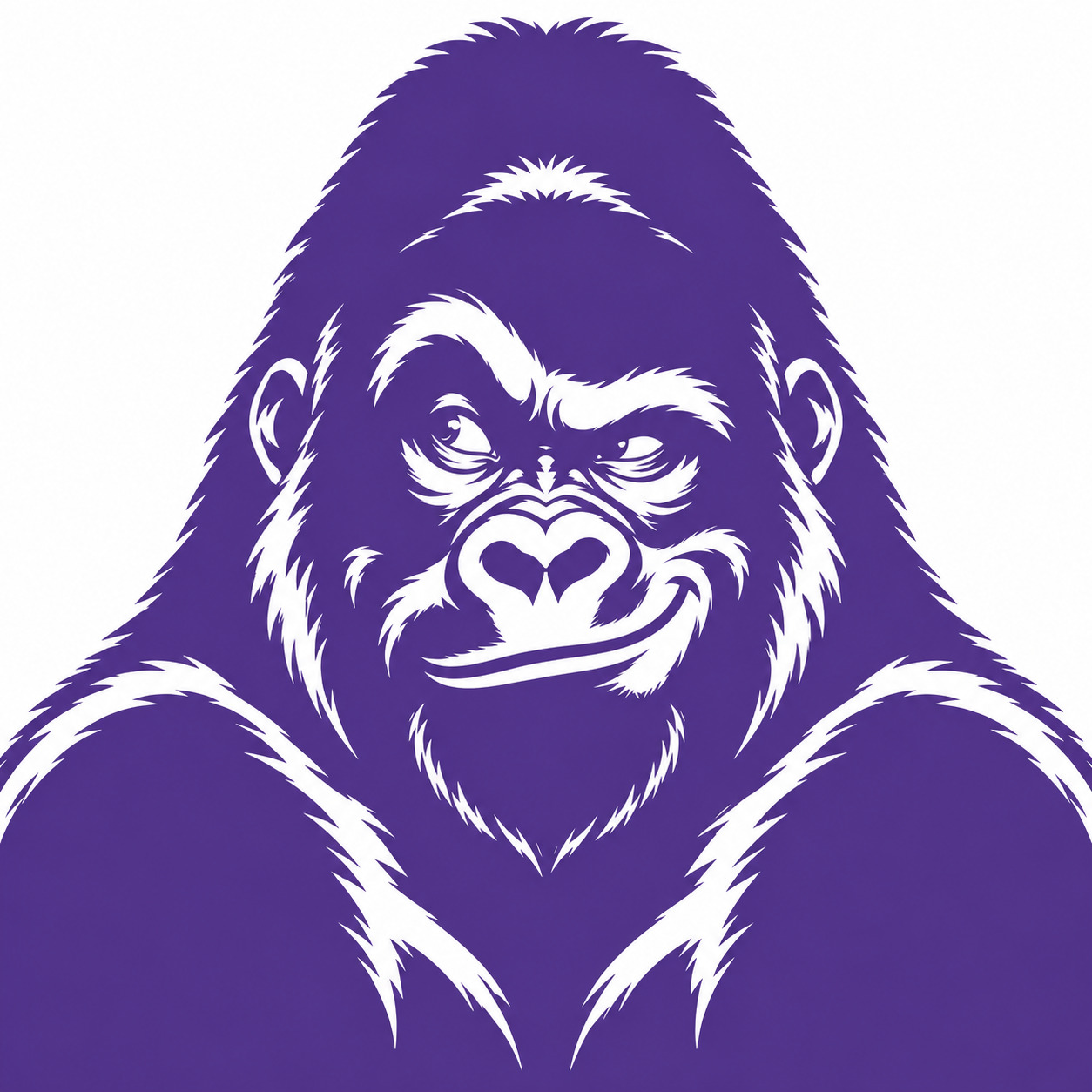 Felix, the violet gorilla with a knowing expression